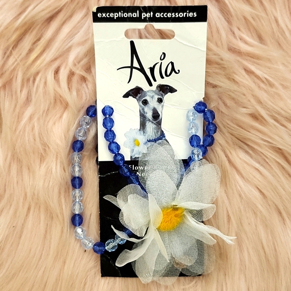 Brand New ARIA BEADED FLOWER POWER PET COLLAR-S